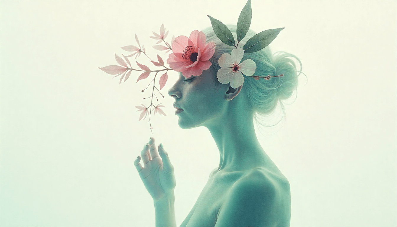 Abstract illustration representing women’s vaginal health and natural body balance in a calm, medical-education style.