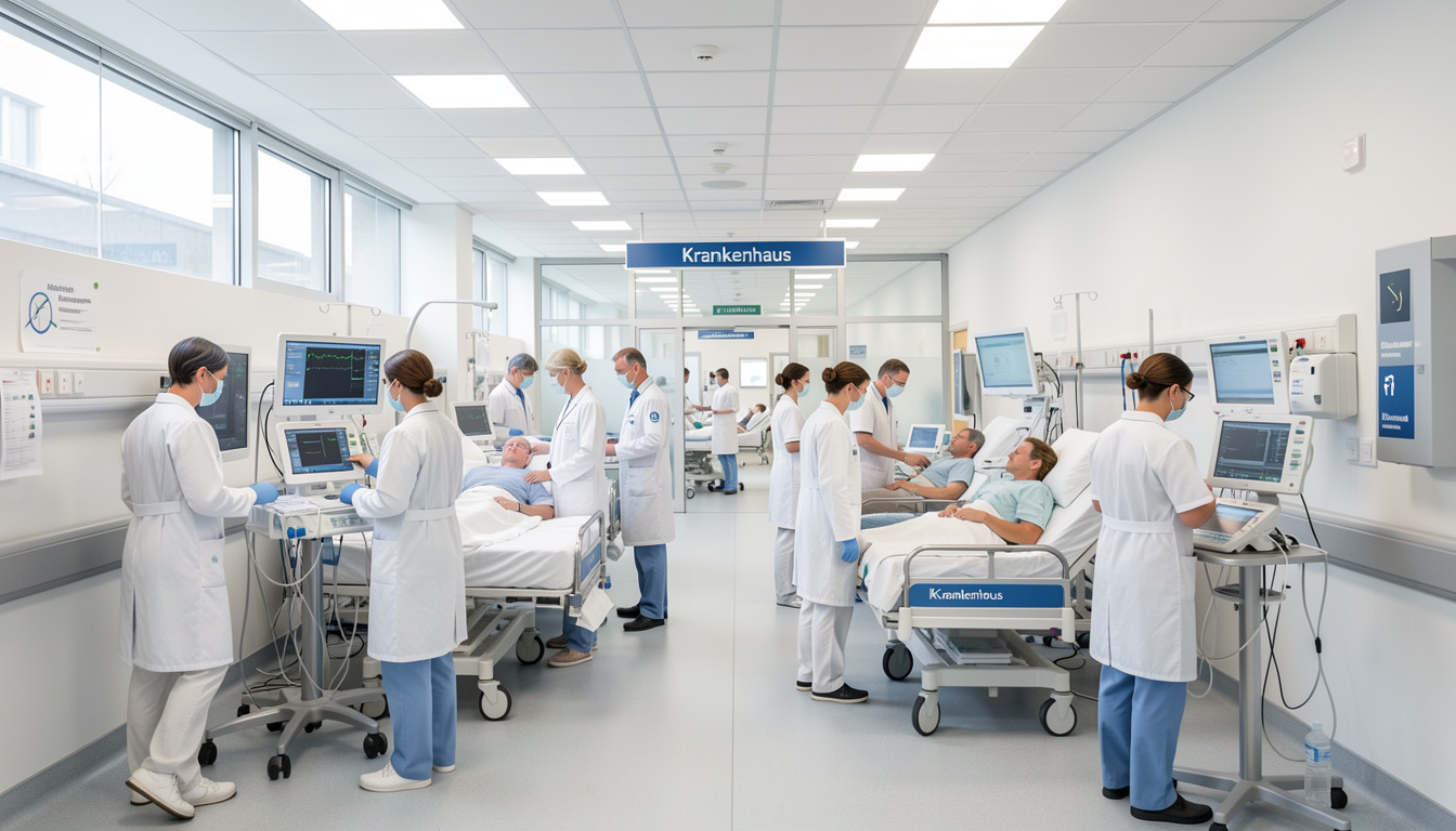 Doctors and nurses providing hospital services in Germany in a modern medical facility
