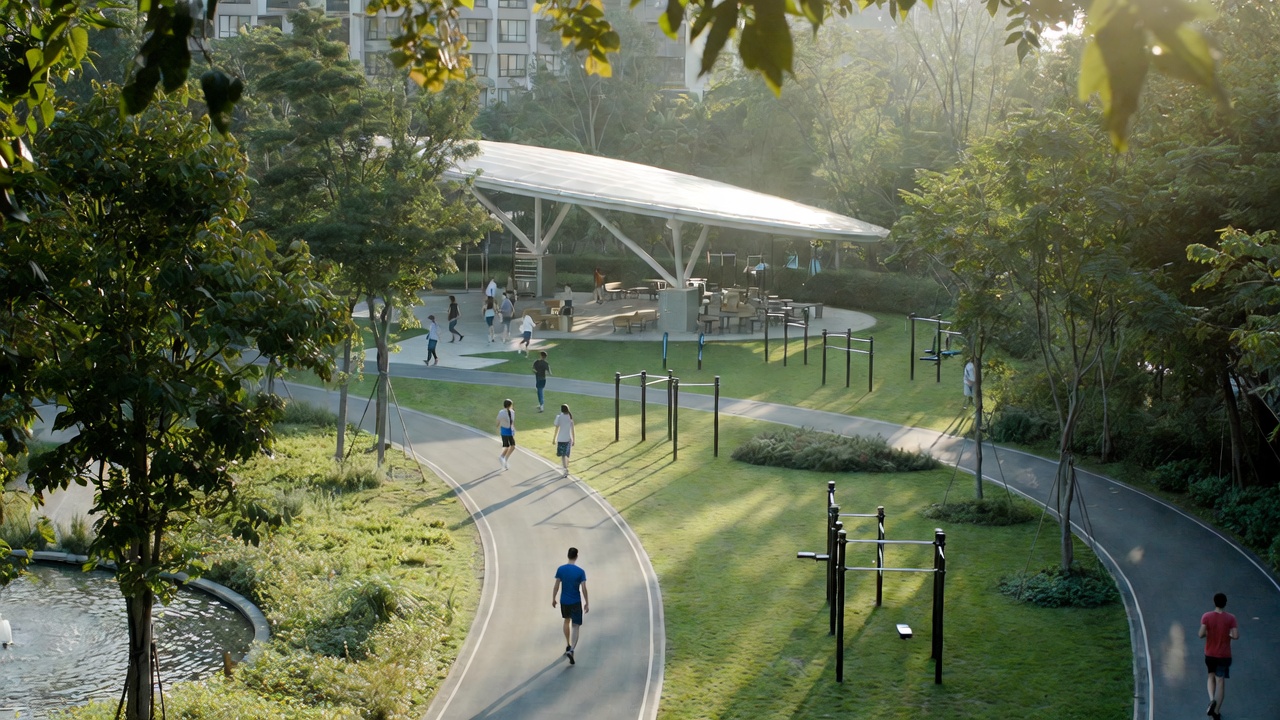 Green relaxation space in Heart Health Park reducing stress and supporting heart health